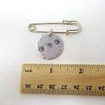 Three Paw Prints - Pets - Dog - Cat - Stamped Metal - Safety Pin - Brooch