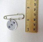 Three Paw Prints - Pets - Dog - Cat - Stamped Metal - Safety Pin - Brooch