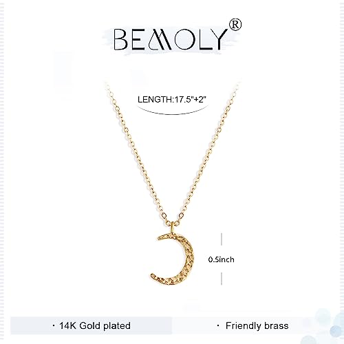 Befettly Moon Necklace 14k Gold Fill Dainty Simple Cute Crescent Moon Pendant Women CK10-Moon