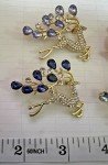 Christmas Deer Rhinestone Brooch Pin LOT Crystal Glass Enamel Vintage Blue White