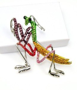 Big Multicolor rhinestone Praying mantis brooch insect brooches pin holiday gift
