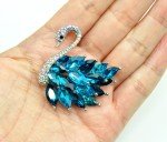 small swan brooches teal Rhinestone Crystal Bird brooch Pin animal lover Gift