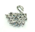 small swan brooches teal Rhinestone Crystal Bird brooch Pin animal lover Gift
