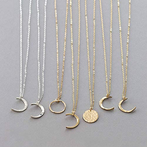 Befettly Moon Necklace 14k Gold Fill Dainty Simple Cute Crescent Moon Pendant Women CK10-Moon
