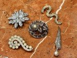 VICTORIAN VINTAGE RHINESTONE SILVER ART DECO NOUVEAU UMBRELLA BROOCH PINS LOT 20