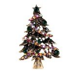 Vintage Luxury Shiny Rhinestone Vibrant Christmas Tree Brooch Badge Pin Gift