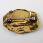 Vintage Art Nouveau Thoughtful Lady Brass Pin Antique Brooch French Casting