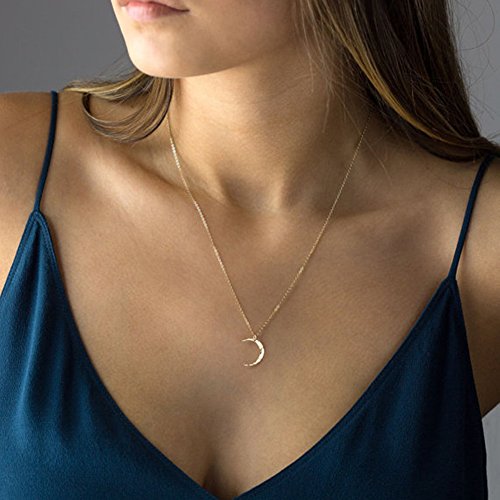 Befettly Moon Necklace 14k Gold Fill Dainty Simple Cute Crescent Moon Pendant Women CK10-Moon