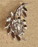 Vintage Retro Eisenberg Ice Clear Rhinestone Silver Flower Pin Brooch 2-3/4”