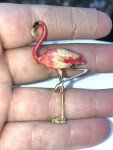 Flamingo Pink Vintage Gold Pin Brooch D-3595