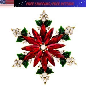 Sparkling Christmas Snowflake Brooch Delicate Rhinestone Badge Pin Fashion Women