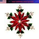 Sparkling Christmas Snowflake Brooch Delicate Rhinestone Badge Pin Fashion Women