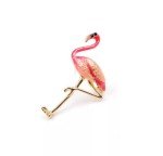 Flamingo Pink Vintage Gold Pin Brooch D-3595