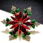 Sparkling Christmas Snowflake Brooch Delicate Rhinestone Badge Pin Fashion Women