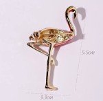 Flamingo Pink Vintage Gold Pin Brooch D-3595