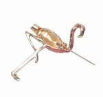Flamingo Pink Vintage Gold Pin Brooch D-3595