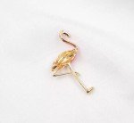 Flamingo Pink Vintage Gold Pin Brooch D-3595