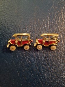 Vintage Pair Of Old Car Brooches
