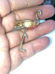 Flamingo Pink Vintage Gold Pin Brooch D-3595