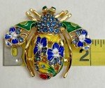 Bee Flower Rhinestone Brooch Pin Crystal Glass Ladybug Insect Daisy Vintage Blue