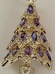 Rhinestone Brooch Pin Christmas Tree Glass Crystal Clear Star Vintage Purple Ice
