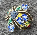 Bee Flower Rhinestone Brooch Pin Crystal Glass Ladybug Insect Daisy Vintage Blue
