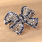 Elegant Ballet-Inspired Bow Brooch Sparkling Rhinestones Women Holiday Gift Blue