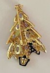 Rhinestone Brooch Pin Christmas Tree Glass Crystal Clear Star Vintage Purple Ice