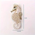 Elegant Vintage Seahorse Brooch Sparkling Rhinestones Ocean