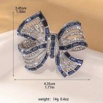 Elegant Ballet-Inspired Bow Brooch Sparkling Rhinestones Women Holiday Gift Blue