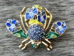 Bee Flower Rhinestone Brooch Pin Crystal Glass Ladybug Insect Daisy Vintage Blue