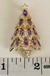 Rhinestone Brooch Pin Christmas Tree Glass Crystal Clear Star Vintage Purple Ice