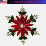 Sparkling Christmas Snowflake Brooch Delicate Rhinestone Badge Pin Fashion Women