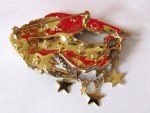 Kirks Folly Enamel Guardian Angel Cradling Baby Brooch Pin