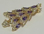 Rhinestone Brooch Pin Christmas Tree Glass Crystal Clear Star Vintage Purple Ice
