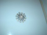 Big vintage rhinestone pin brooch 2.25" diameter 