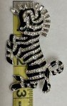 Zebra Horse Rhinestone Brooch Pin Enamel Crystal ALL Glass Clear Vintage Black