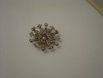 Big vintage rhinestone pin brooch 2.25" diameter 