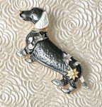 Dachshund  dog vintage style brooch enamel on metal