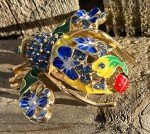 Bee Flower Rhinestone Brooch Pin Crystal Glass Ladybug Insect Daisy Vintage Blue