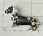 Dachshund  dog vintage style brooch enamel on metal