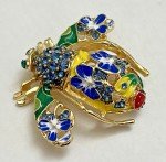 Bee Flower Rhinestone Brooch Pin Crystal Glass Ladybug Insect Daisy Vintage Blue