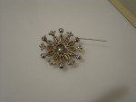Big vintage rhinestone pin brooch 2.25" diameter 