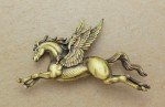 Vintage JJ Jonette Brass Tone Magical Glitter Winged Pegasus Fantasy Brooch Pin