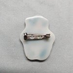 Vintage Bakelite? Plastic Brooch Turquoise Sitting Monkey Golden Outline Scarf