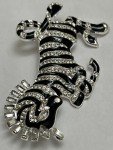 Zebra Horse Rhinestone Brooch Pin Enamel Crystal ALL Glass Clear Vintage Black