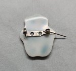 Vintage Bakelite? Plastic Brooch Turquoise Sitting Monkey Golden Outline Scarf