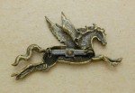 Vintage JJ Jonette Brass Tone Magical Glitter Winged Pegasus Fantasy Brooch Pin