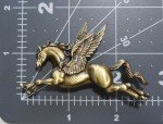 Vintage JJ Jonette Brass Tone Magical Glitter Winged Pegasus Fantasy Brooch Pin