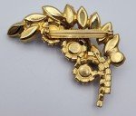 Vtg DeLizza & Elster Iridescent Juliana Pink White Leaf Feather Brooch Lapel Pin